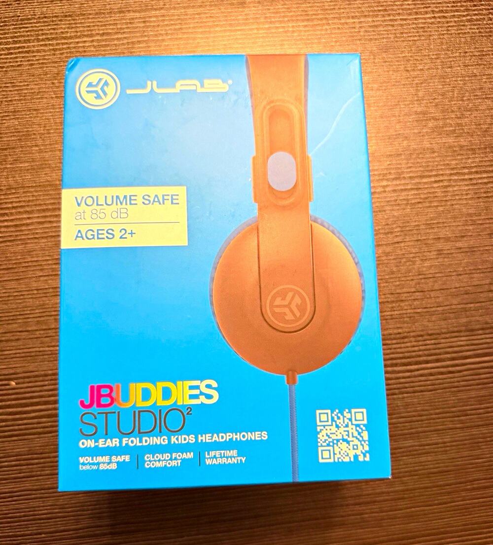 JLab JBuddies Studio 2 Kids Wired On-Ear Headphones Blue/Gray NIB